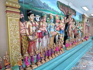 Kuala Lumpur, Malaysia - January 2019: Inside of Sri Maha Mariamman Temple