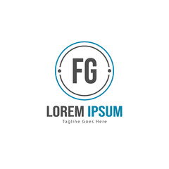 Initial FG logo template with modern frame. Minimalist FG letter logo vector illustration
