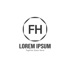 Obraz premium Initial FH logo template with modern frame. Minimalist FH letter logo vector illustration