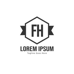 Initial FH logo template with modern frame. Minimalist FH letter logo vector illustration