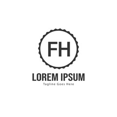 Initial FH logo template with modern frame. Minimalist FH letter logo vector illustration