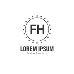 Initial FH logo template with modern frame. Minimalist FH letter logo vector illustration