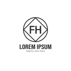 Initial FH logo template with modern frame. Minimalist FH letter logo vector illustration