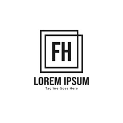 Initial FH logo template with modern frame. Minimalist FH letter logo vector illustration