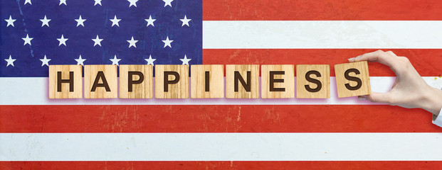 Happy 4th of July background. Independence Day United States of America background. The inscription on the background of the US flag.