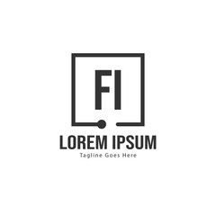 Initial FI logo template with modern frame. Minimalist FI letter logo vector illustration
