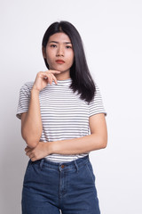 Fototapeta premium Portrait of beautiful young Asian woman.