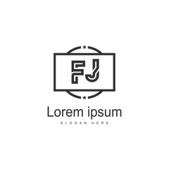 Initial FJ logo template with modern frame. Minimalist FJ letter logo vector illustration