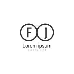 Initial FJ logo template with modern frame. Minimalist FJ letter logo vector illustration