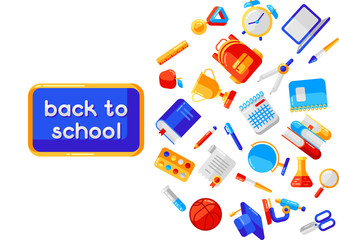 Back to school background with education icons.