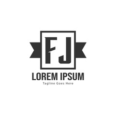 Initial FJ logo template with modern frame. Minimalist FJ letter logo vector illustration