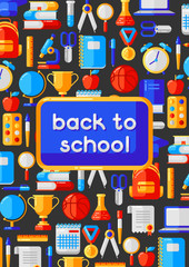 Back to school background with education icons.