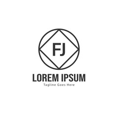 Initial FJ logo template with modern frame. Minimalist FJ letter logo vector illustration