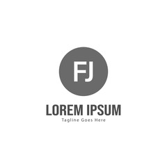 Initial FJ logo template with modern frame. Minimalist FJ letter logo vector illustration