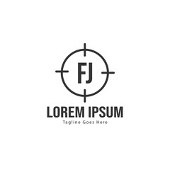 Initial FJ logo template with modern frame. Minimalist FJ letter logo vector illustration