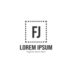 Initial FJ logo template with modern frame. Minimalist FJ letter logo vector illustration