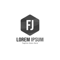Initial FJ logo template with modern frame. Minimalist FJ letter logo vector illustration