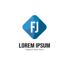 Initial FJ logo template with modern frame. Minimalist FJ letter logo vector illustration