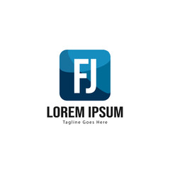 Initial FJ logo template with modern frame. Minimalist FJ letter logo vector illustration