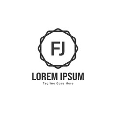 Initial FJ logo template with modern frame. Minimalist FJ letter logo vector illustration