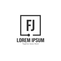 Initial FJ logo template with modern frame. Minimalist FJ letter logo vector illustration