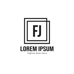 Initial FJ logo template with modern frame. Minimalist FJ letter logo vector illustration