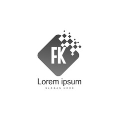 Initial FK logo template with modern frame. Minimalist FK letter logo vector illustration