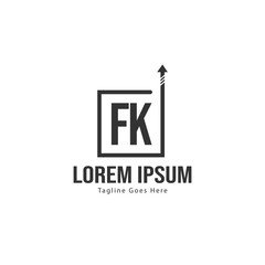 Initial FK logo template with modern frame. Minimalist FK letter logo vector illustration