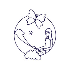 Isolated woman cartoon and cleaning design