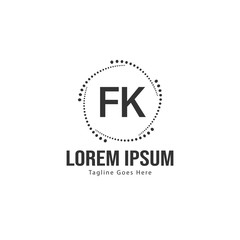 Initial FK logo template with modern frame. Minimalist FK letter logo vector illustration