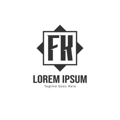 Initial FK logo template with modern frame. Minimalist FK letter logo vector illustration