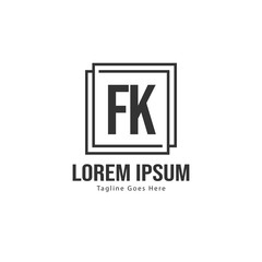 Fototapeta premium Initial FK logo template with modern frame. Minimalist FK letter logo vector illustration