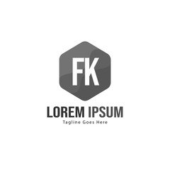 Initial FK logo template with modern frame. Minimalist FK letter logo vector illustration