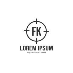 Initial FK logo template with modern frame. Minimalist FK letter logo vector illustration