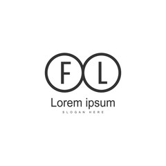 Initial FL logo template with modern frame. Minimalist FL letter logo vector illustration