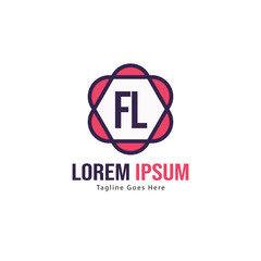Initial FL logo template with modern frame. Minimalist FL letter logo vector illustration