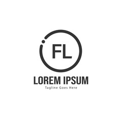Initial FL logo template with modern frame. Minimalist FL letter logo vector illustration