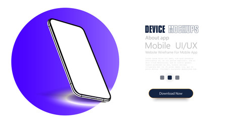 Smartphone frame less blank screen, rotated position. 3d isometric illustration cell phone. Smartphone perspective view. Template for infographics or presentation UI design interface. vector