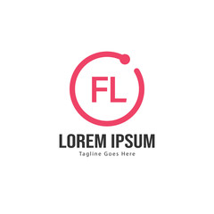 Initial FL logo template with modern frame. Minimalist FL letter logo vector illustration