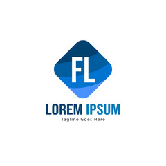 Initial FL logo template with modern frame. Minimalist FL letter logo vector illustration