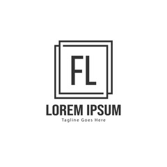 Initial FL logo template with modern frame. Minimalist FL letter logo vector illustration