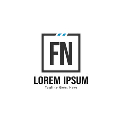 Initial FN logo template with modern frame. Minimalist FN letter logo vector illustration