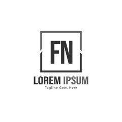 Initial FN logo template with modern frame. Minimalist FN letter logo vector illustration