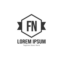 Initial FN logo template with modern frame. Minimalist FN letter logo vector illustration