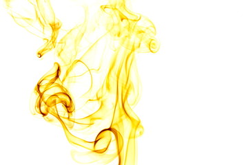 Yellow smoke on white background
