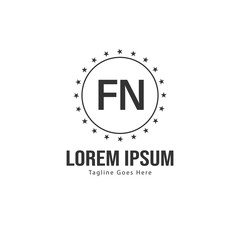 Obraz premium Initial FN logo template with modern frame. Minimalist FN letter logo vector illustration