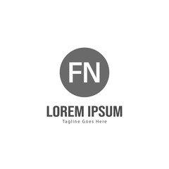 Initial FN logo template with modern frame. Minimalist FN letter logo vector illustration
