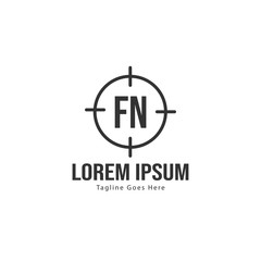 Initial FN logo template with modern frame. Minimalist FN letter logo vector illustration
