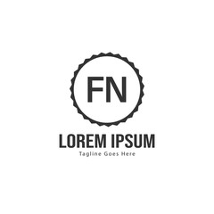 Initial FN logo template with modern frame. Minimalist FN letter logo vector illustration