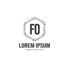 Initial FO logo template with modern frame. Minimalist FO letter logo vector illustration
